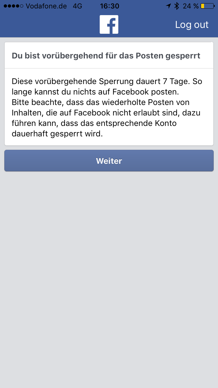 Lange gesperrt facebook vorübergehend wie Mein FB